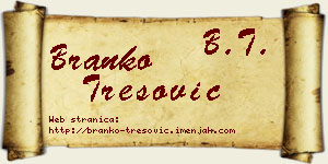 Branko Tresović vizit kartica
